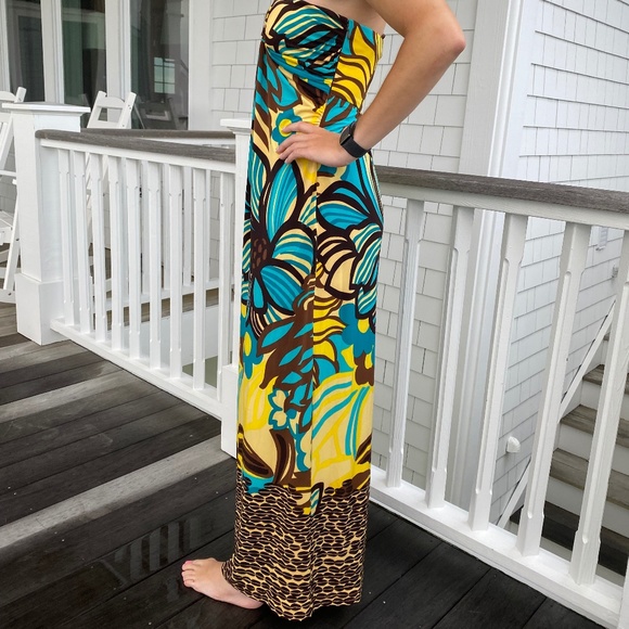 Nine West maxi dress strapless halter floral multi color 6 - Picture 5 of 15